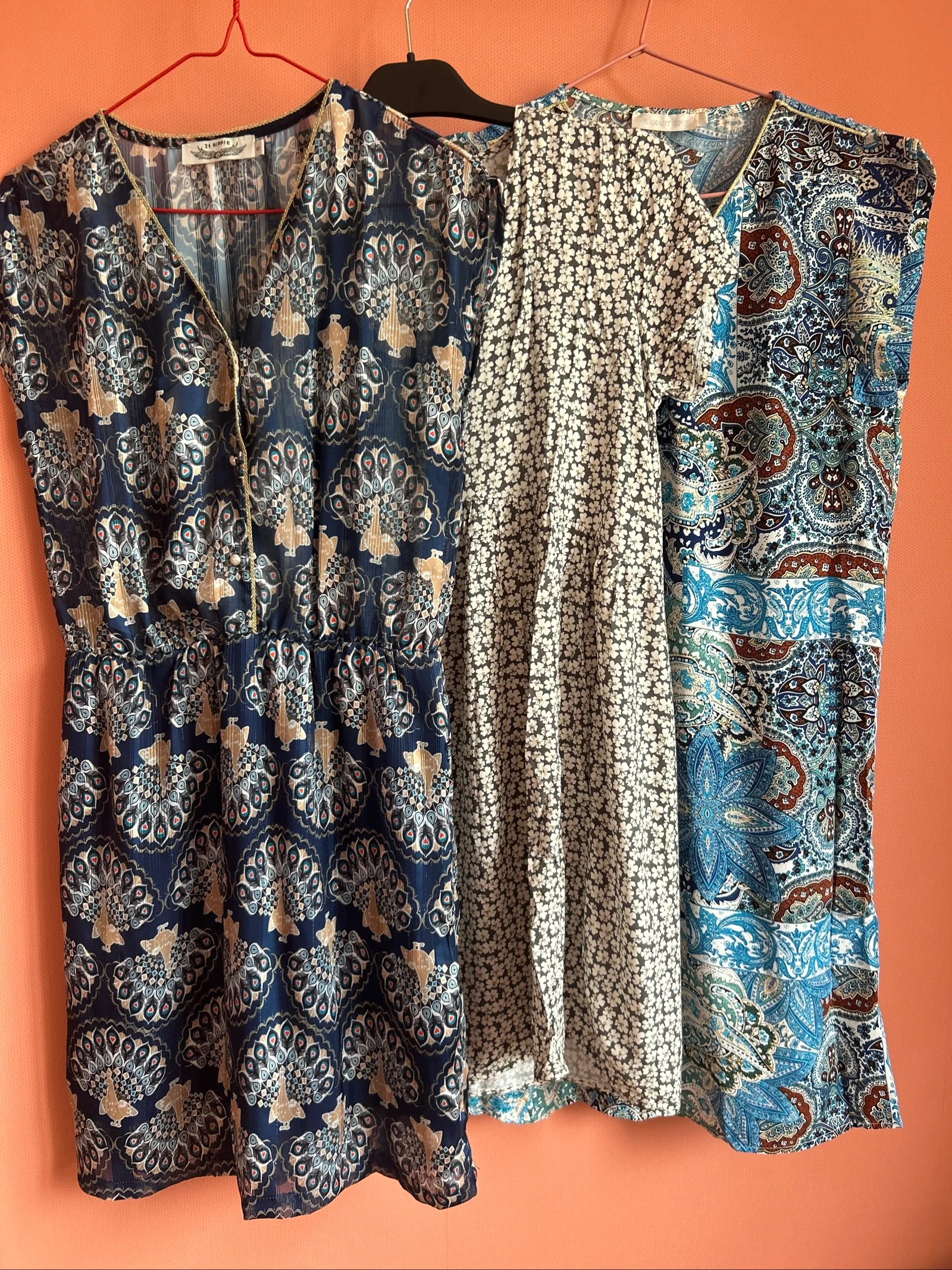 Lot de 3 robes courtes fluides style bohème / hippie – Taille 36 (S)
